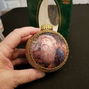Vintage Christmas Santa On Silk 1997 Christmas Ornament Kmart Victorian-Style